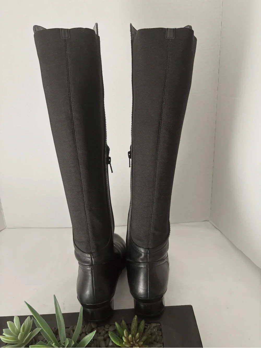 BANDOLINO Black Over-the-Knee Riding Boots Almond  toe inside zipper. SZ  9